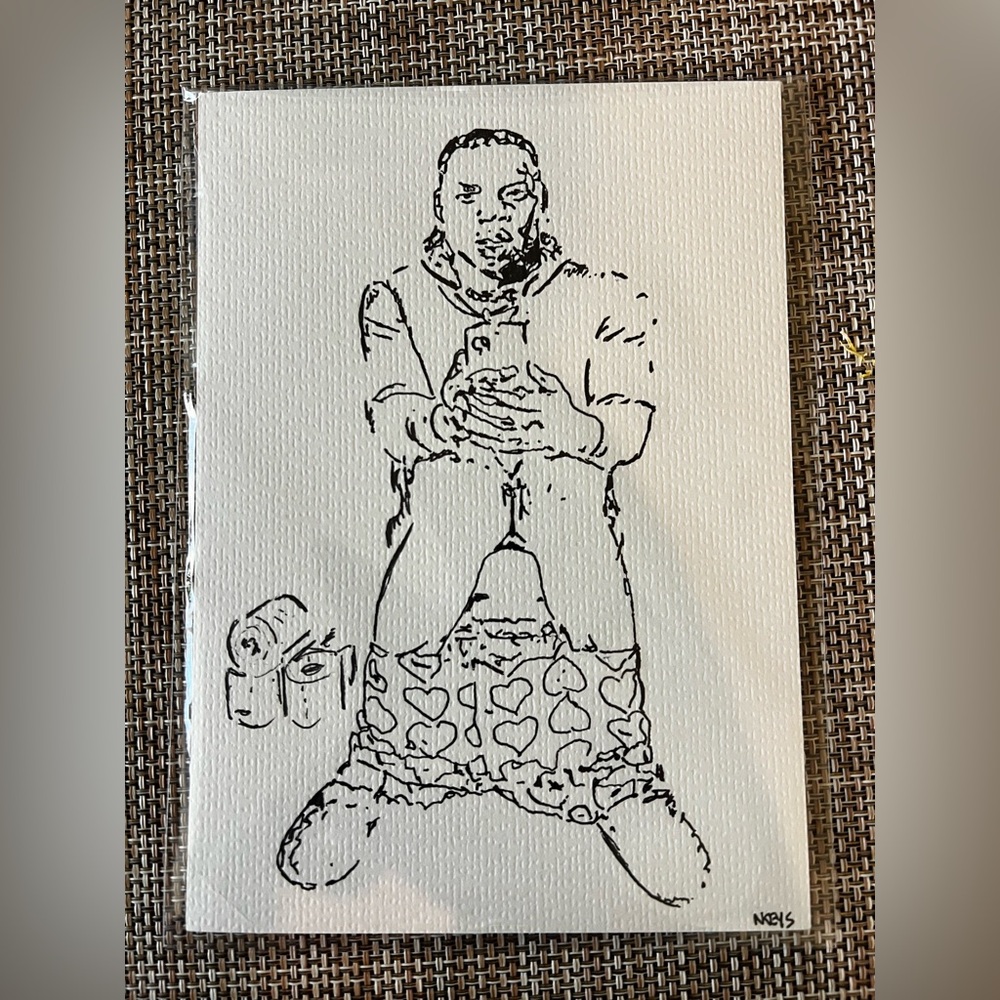 Jay Z bathroom art Original Pen and Ink 5x7in Minimalist gallery wall art